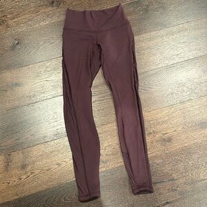 Dark Purple Full Length Lululemon Leggings with Mesh Detailing
